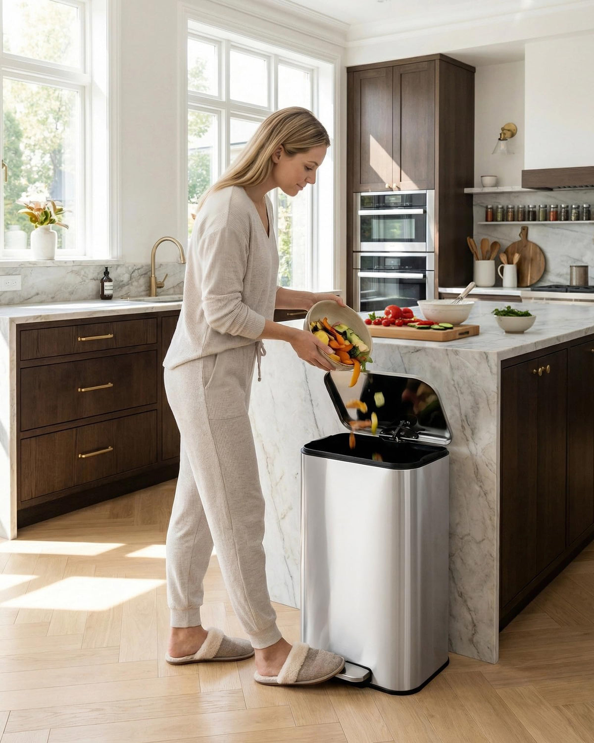 50L Stainless Steel Step Trash Can Y70286