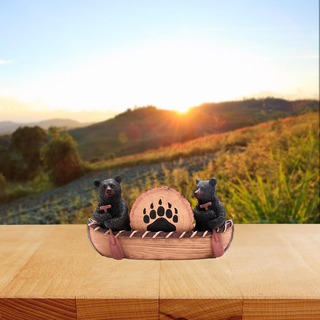Set of 4 Rustic Bear Canoe Coasters L664