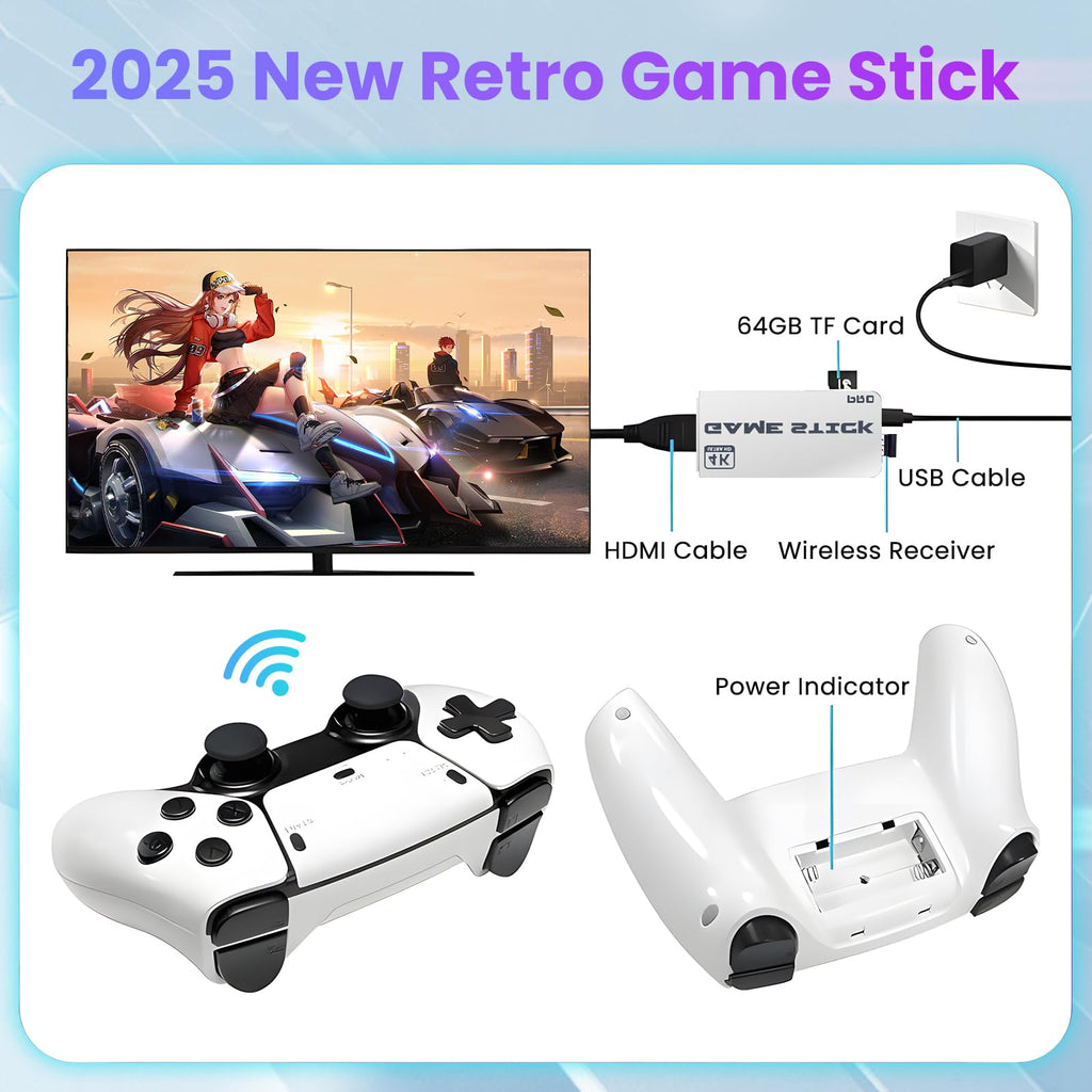 Wireless Plug and Play Retro Game Console with 20000+ Games and Dual 2.4G Wireless Controller L786047
