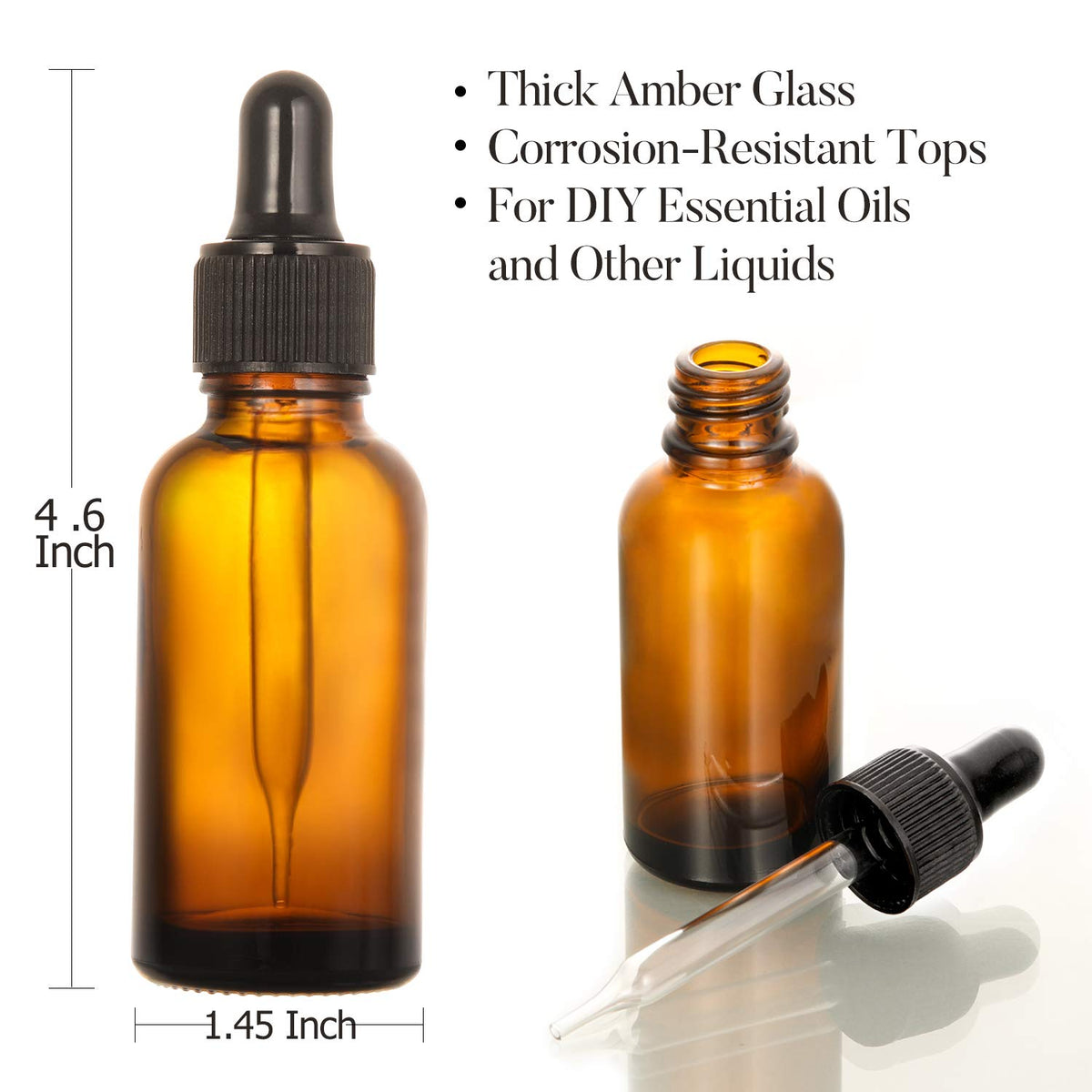 2 oz Amber Glass Dropper Bottle with Funnels W667
