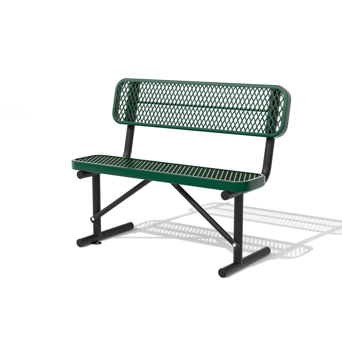 4FT Heavy Duty Metal Outdoor Bench with Backrest N7974