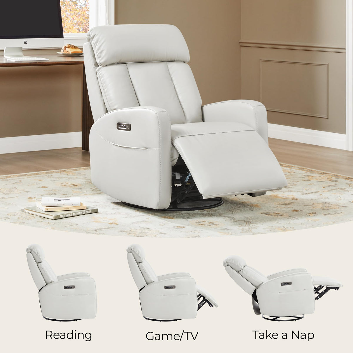 Genuine Leather Power Recliner Chair T9946