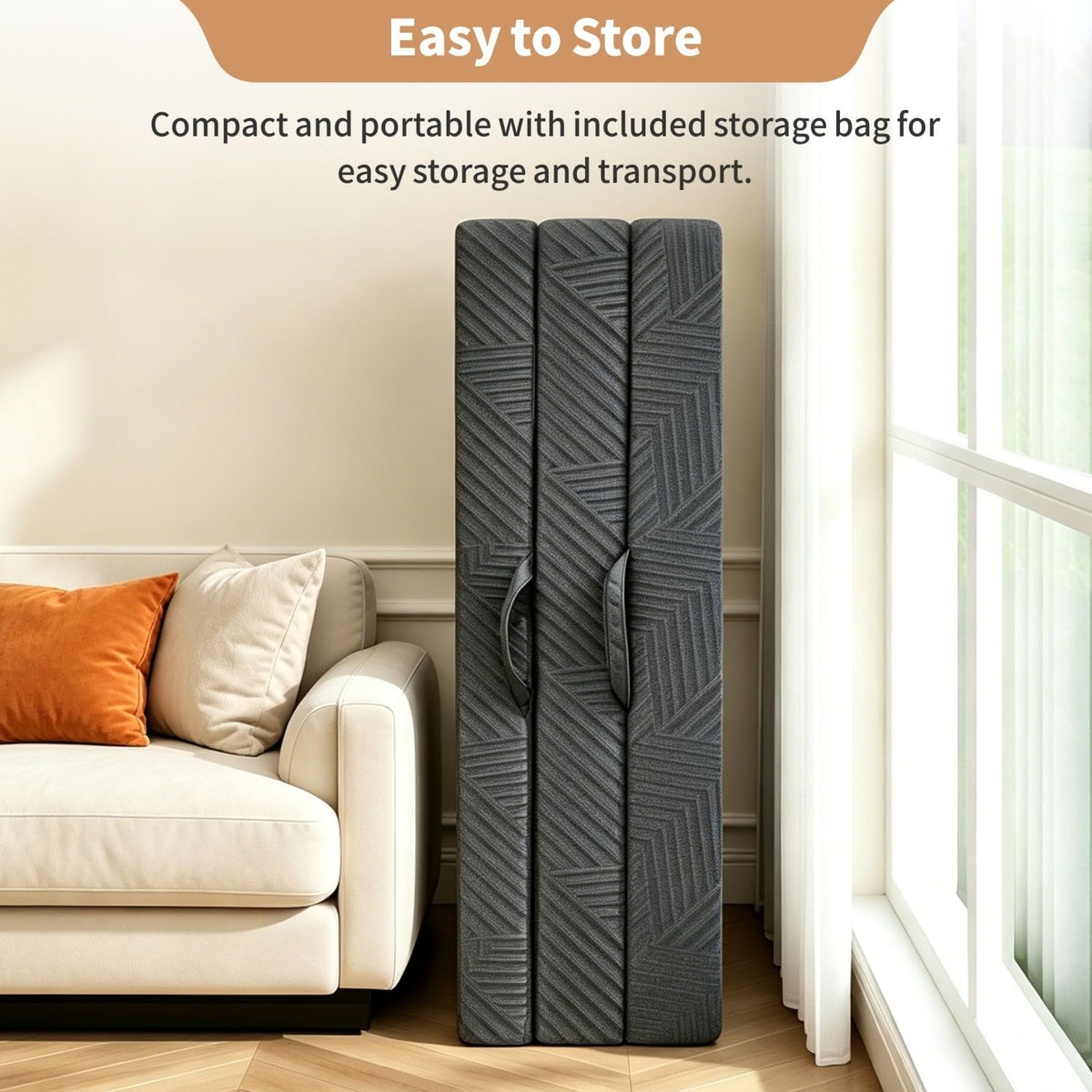 6 Inch Queen Tri-fold Memory Foam Mattress with Storage Bag T7696