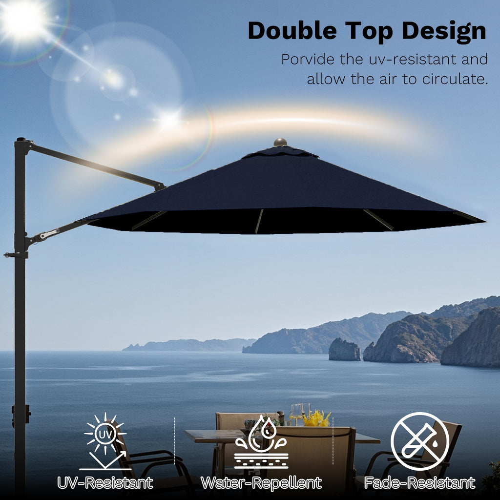 10ft Navy Blue Cantilever Patio Umbrella D124254