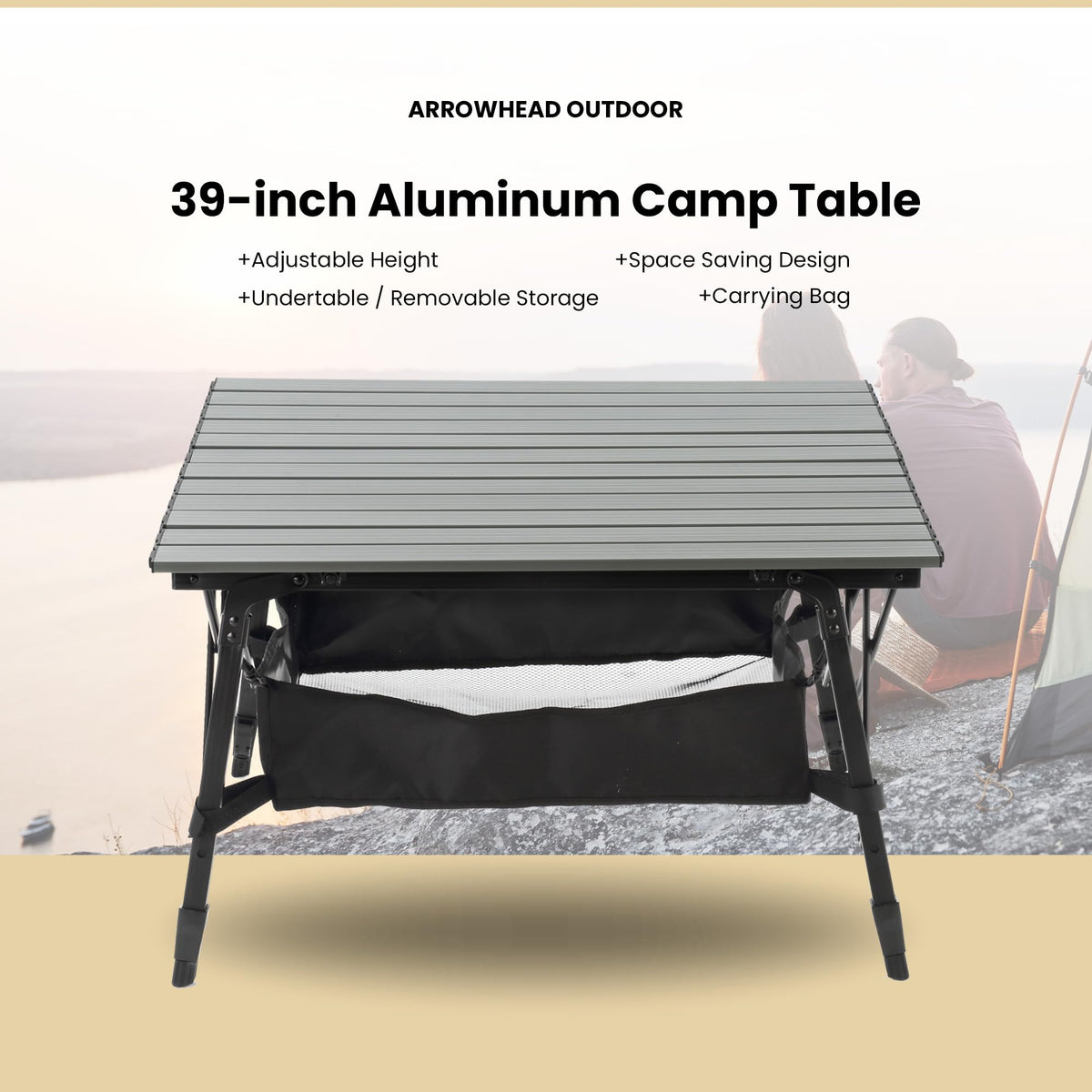 39 in Aluminum Folding Camp Table Y448417