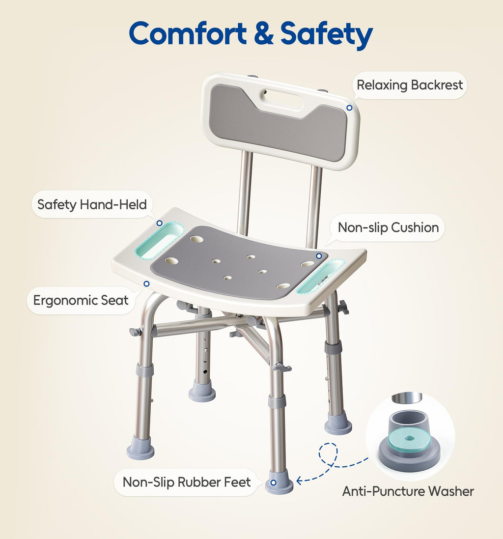 Shower Chair with Back Seat Bench X159