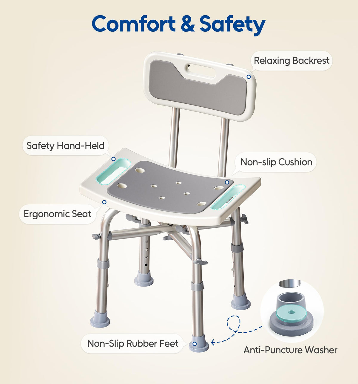 Shower Chair with Back Seat Bench X159