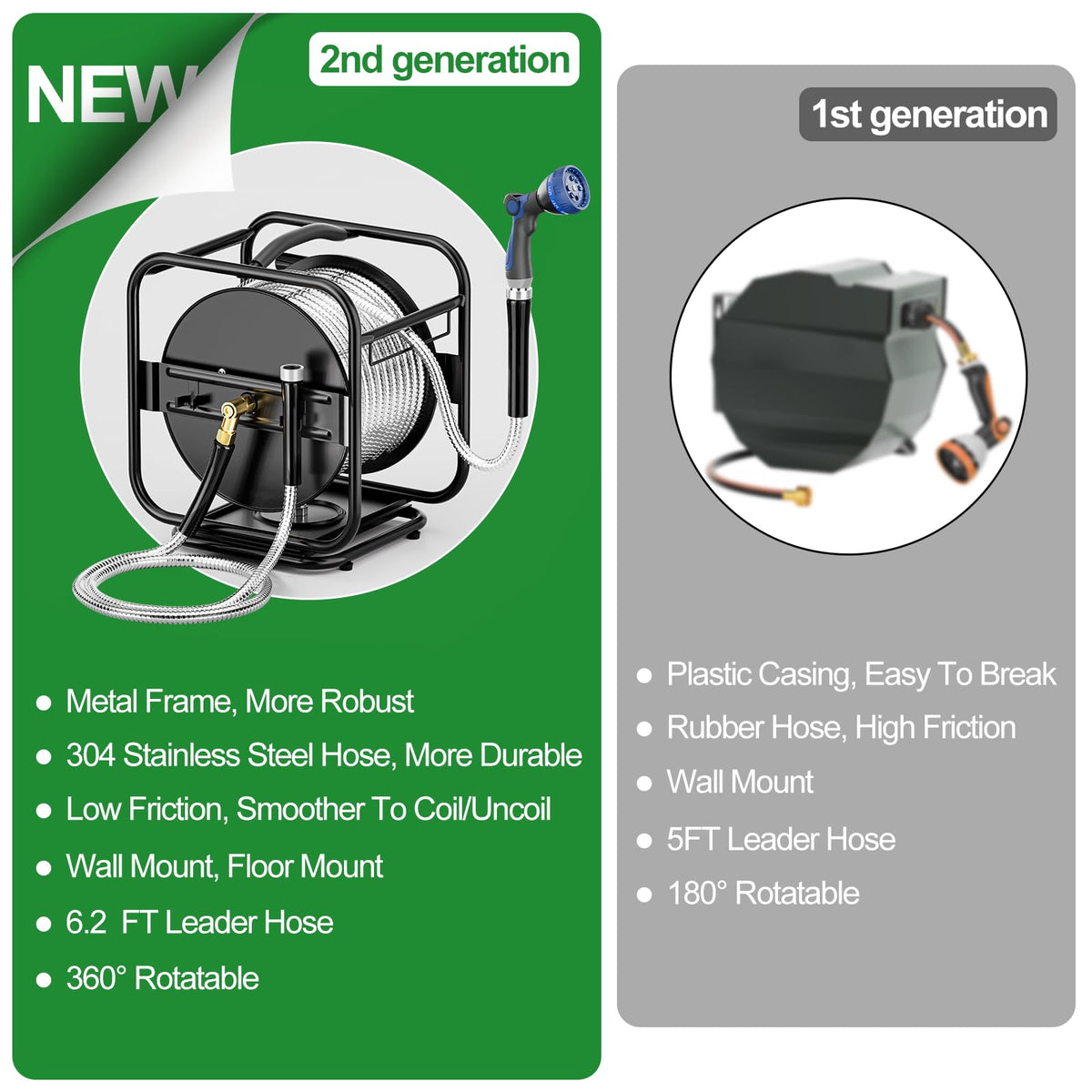 Garden Hose Reel With 100Ft Metal Water Pipe M21986