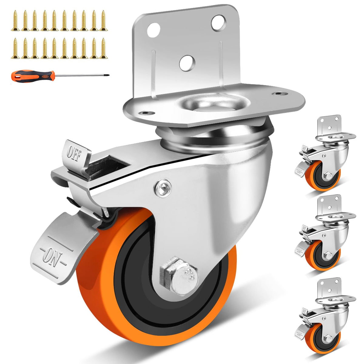 3 Inch Side Mount Casters Set of 4 with Brakes R7638