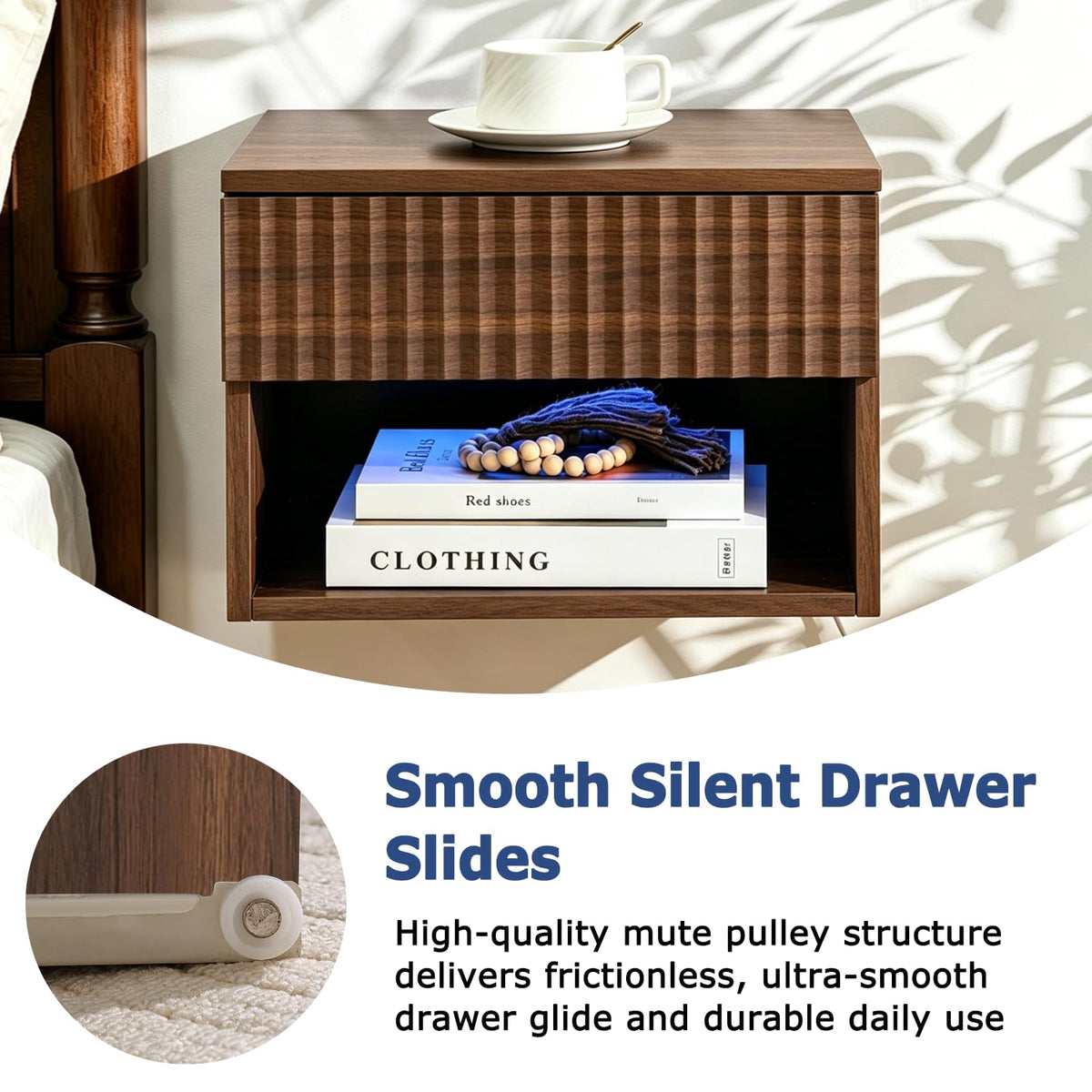 Wall Mounted Floating Nightstand Set of 2 with Drawer B157234