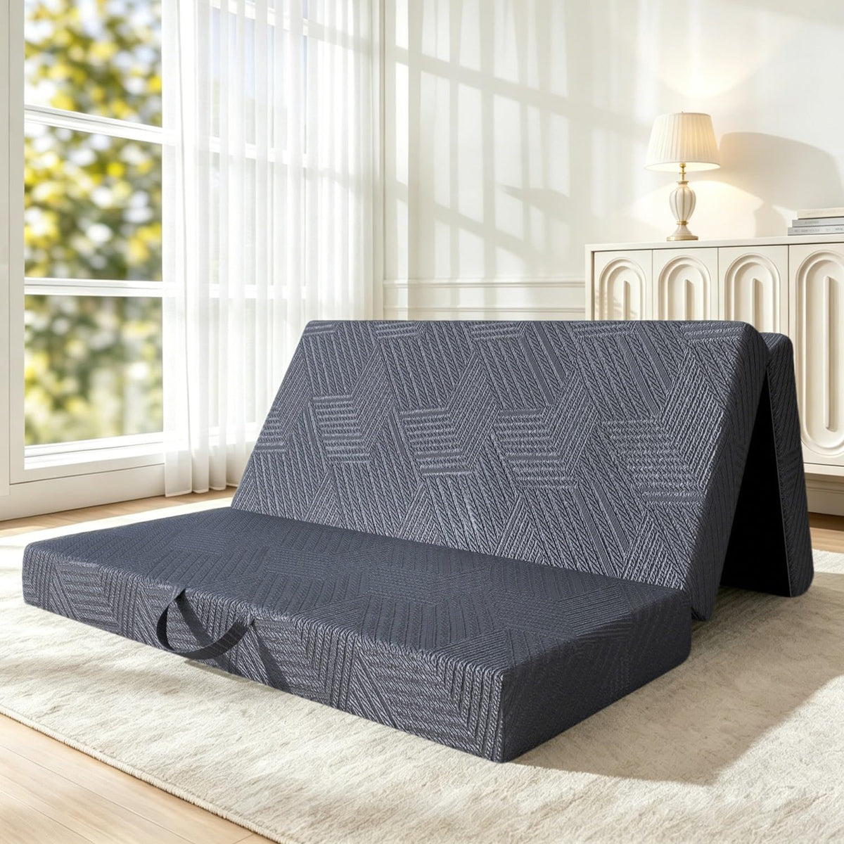 6 Inch Queen Tri-fold Memory Foam Mattress with Storage Bag T7696