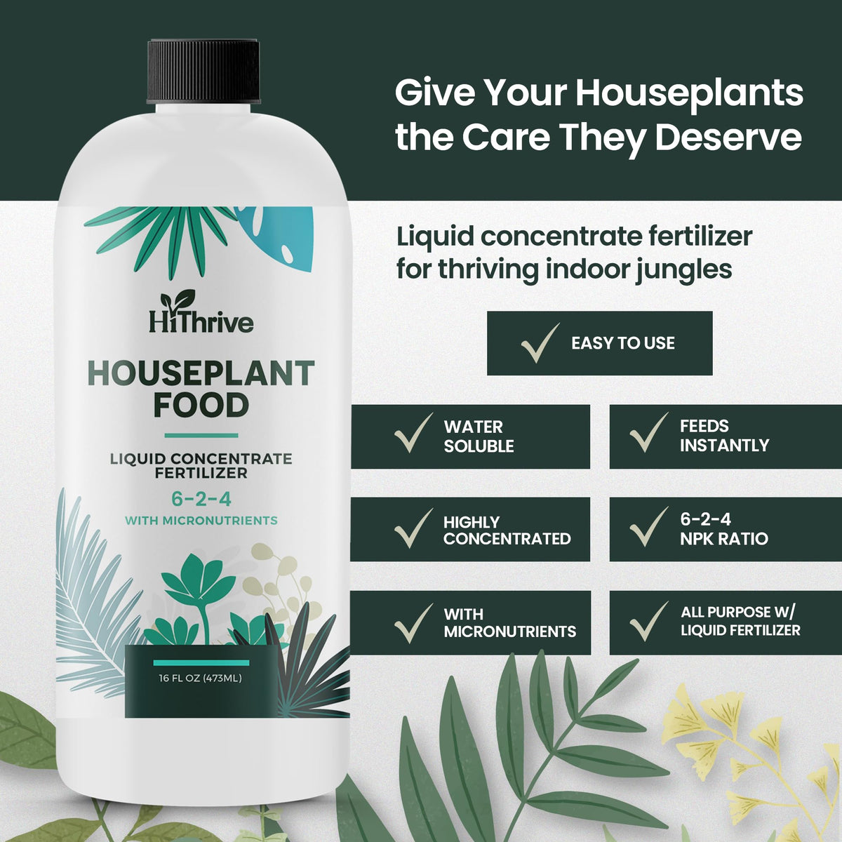 16oz All Purpose Concentrated Indoor Plant Fertilizer 6-2-4 NPK Q62639