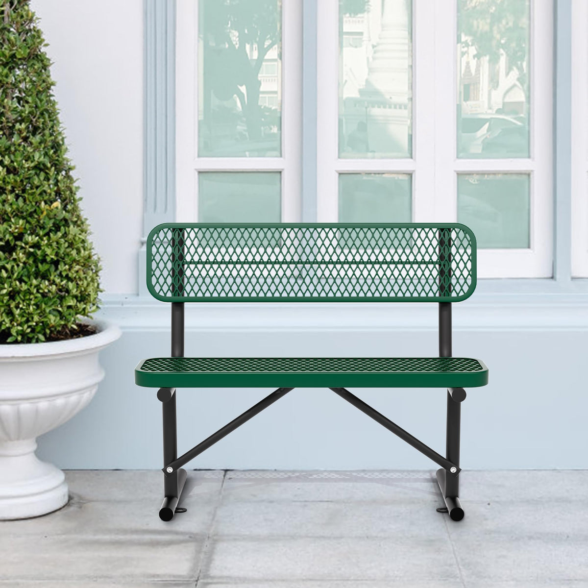 4FT Heavy Duty Metal Outdoor Bench with Backrest N7974
