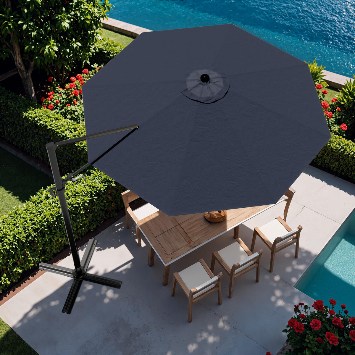 10ft Navy Blue Cantilever Patio Umbrella D124254