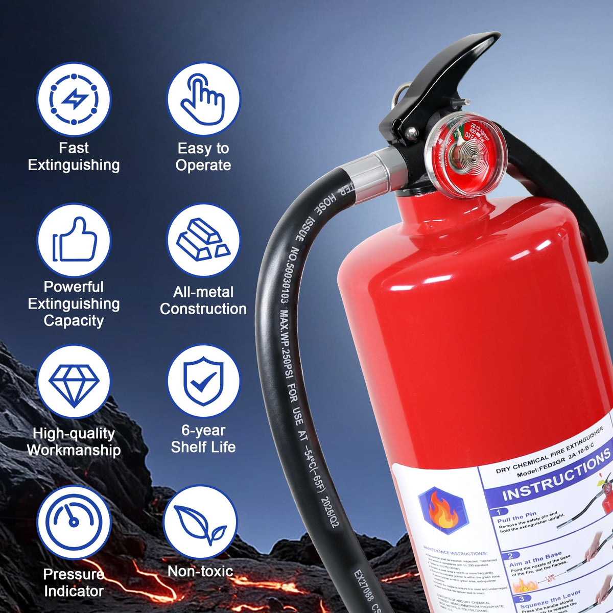 1 Pack 5lb ABC Dry Chemical Fire Extinguisher Q219