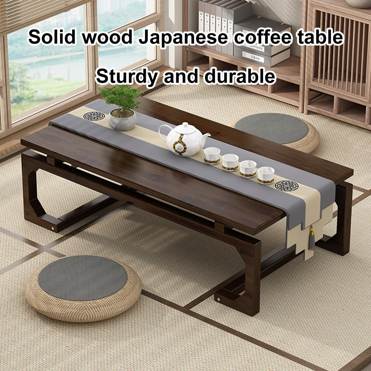 Japanese Floor Table Solid Wood 100x55x30cm I89574