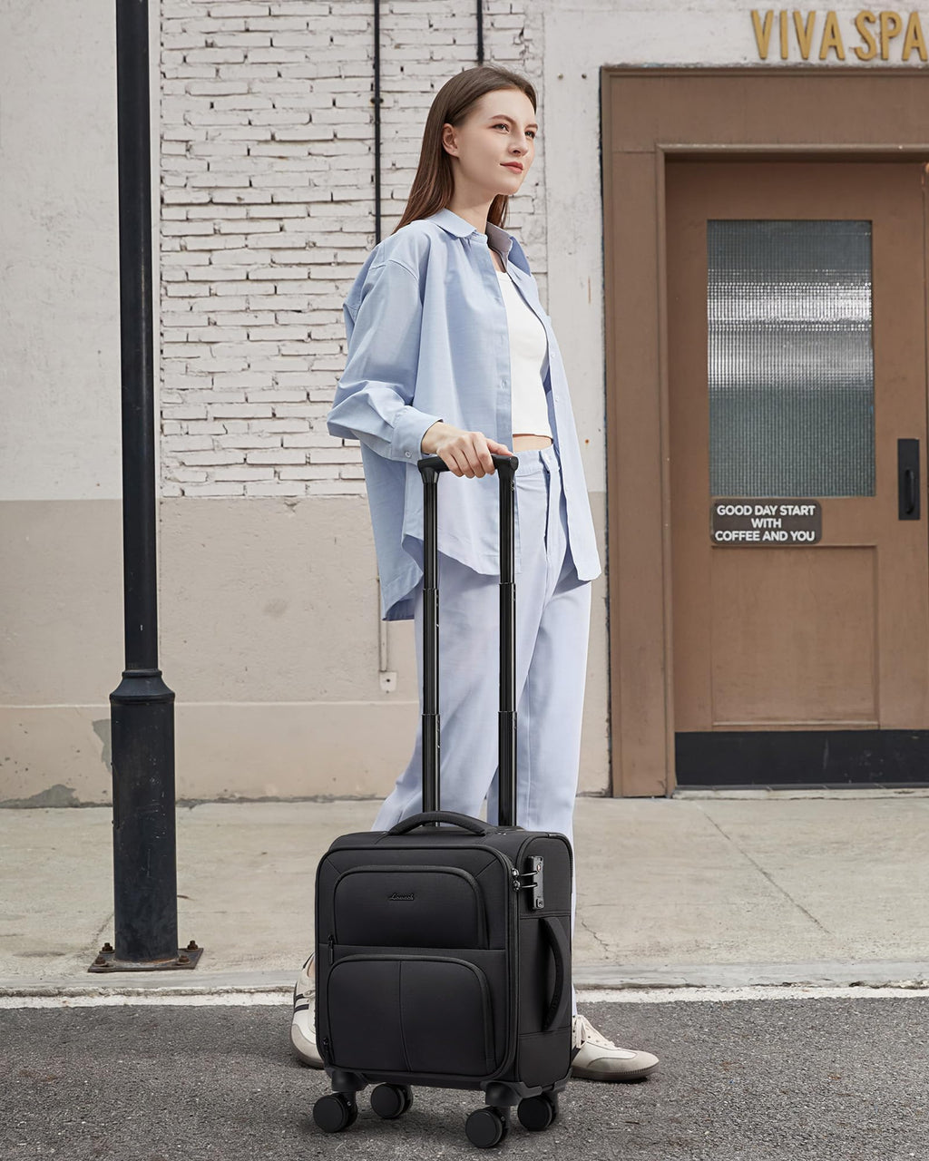 16 Inch Softside Spinner Luggage with TSA Lock L40650