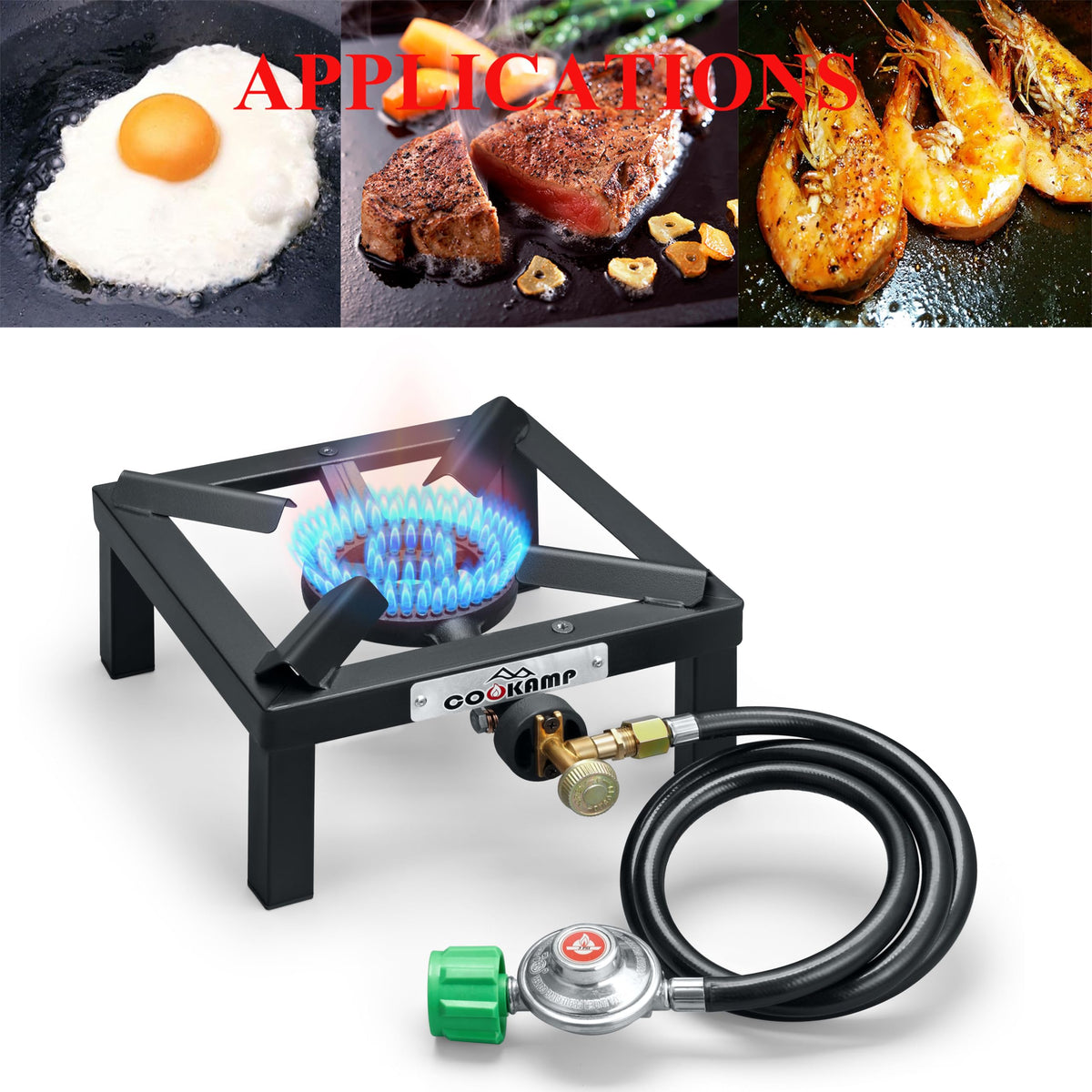 Single High Pressure Propane Camp Stove with Adjustable Regulator and Hose P935