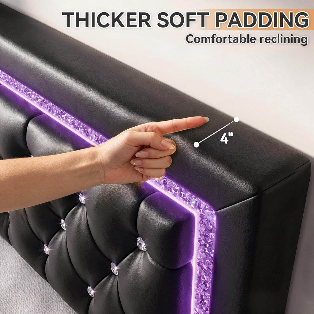 Floating Bed Frame Full with LED Lights V944