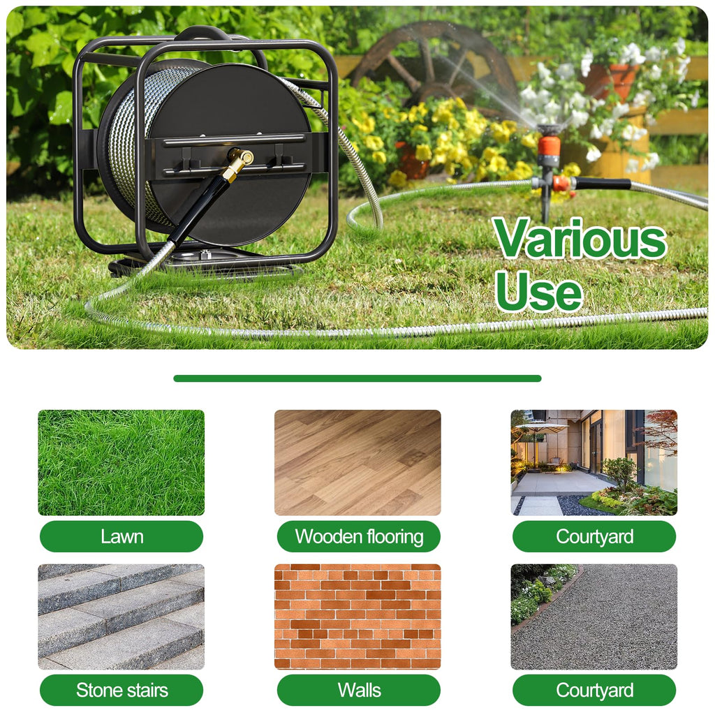 Garden Hose Reel With 100Ft Metal Water Pipe M21986