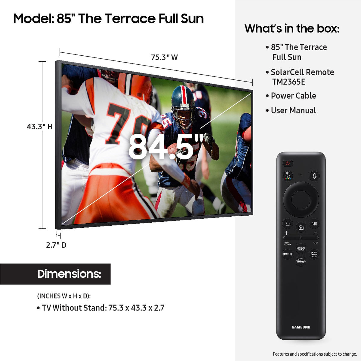 85-Inch 4K QLED Outdoor Smart TV I55813