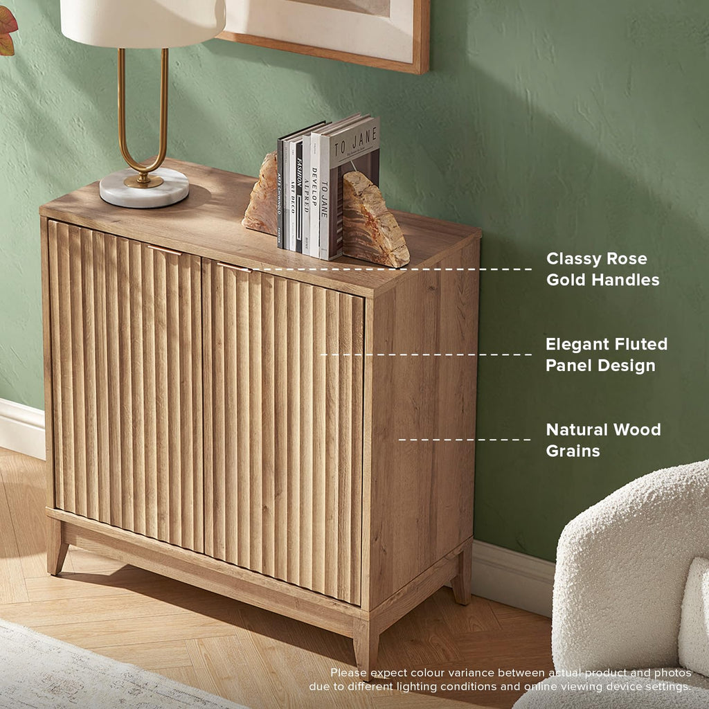 Fluted Storage Cabinet with Adjustable Shelf S90769
