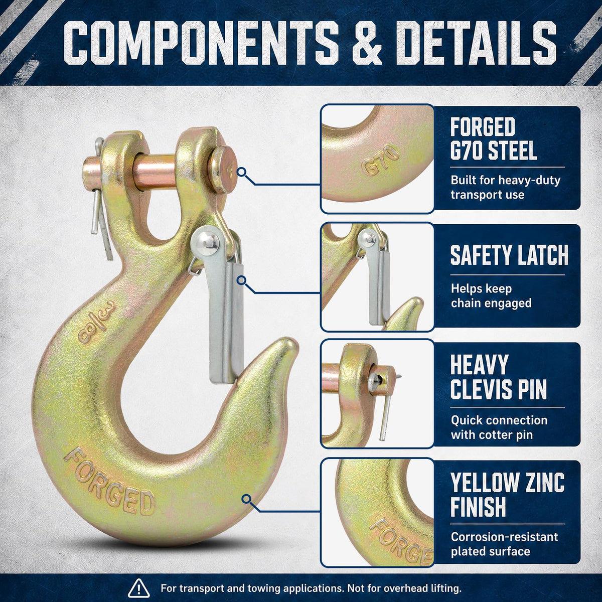 3/8" Heavy Duty Clevis Slip Hook with Safety Latch L61939