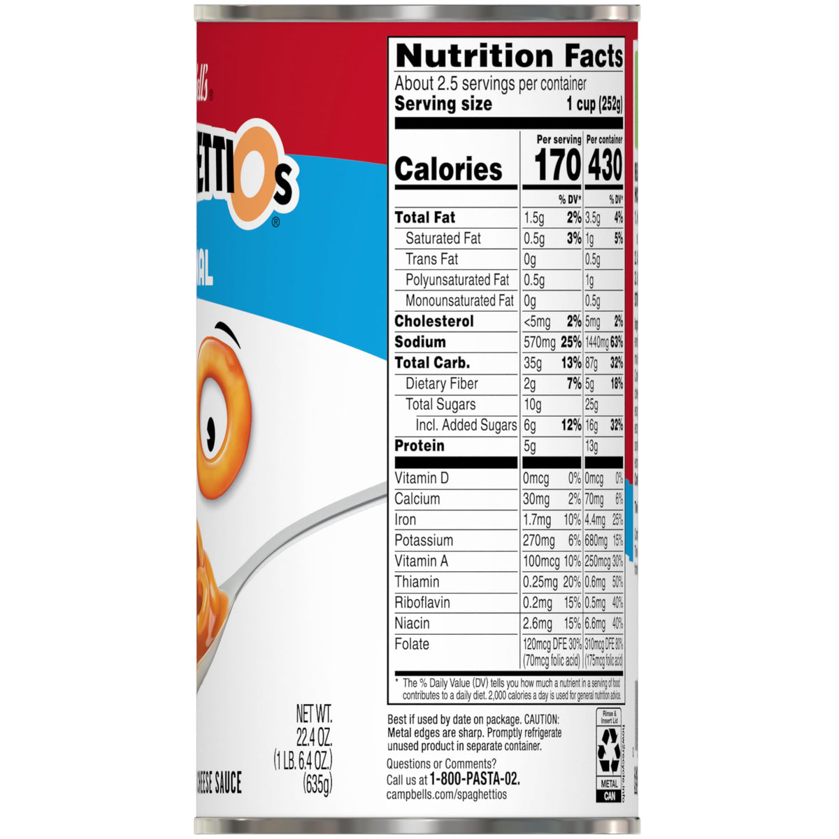 Canned Pasta 22.4 OZ Pack of 12 G802355