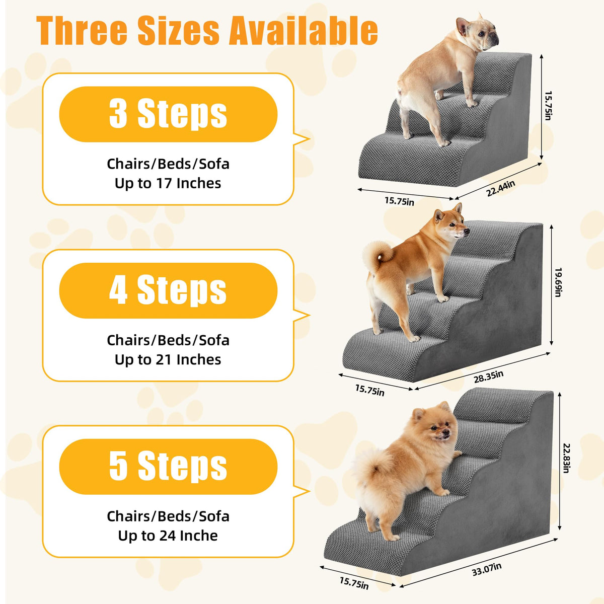 4-Step Grey Dog Stairs E328835