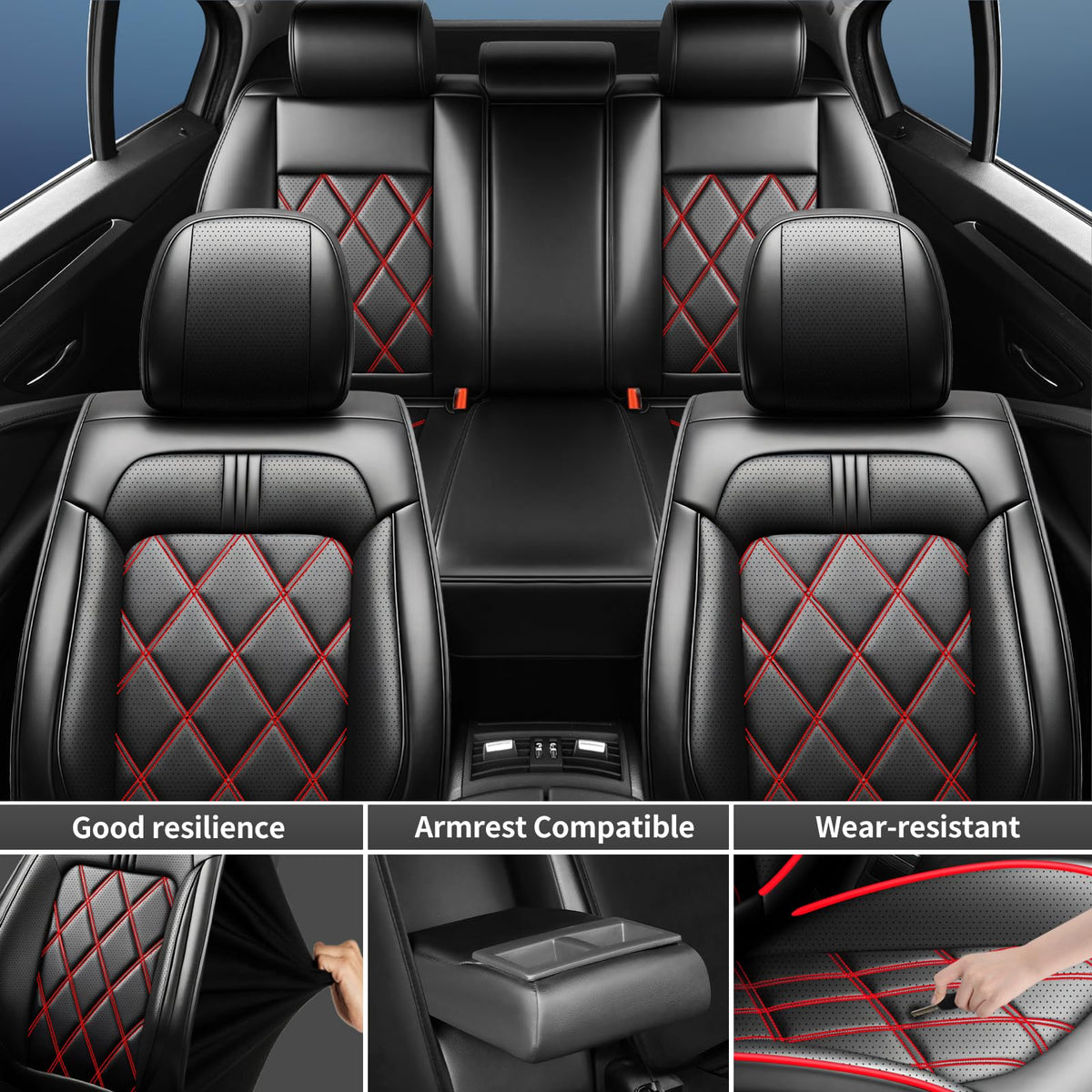 Car Seat Covers Red Black A666299