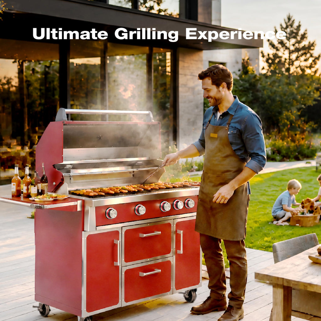 49" 5-Burner Red Propane Gas BBQ Grill Y214690
