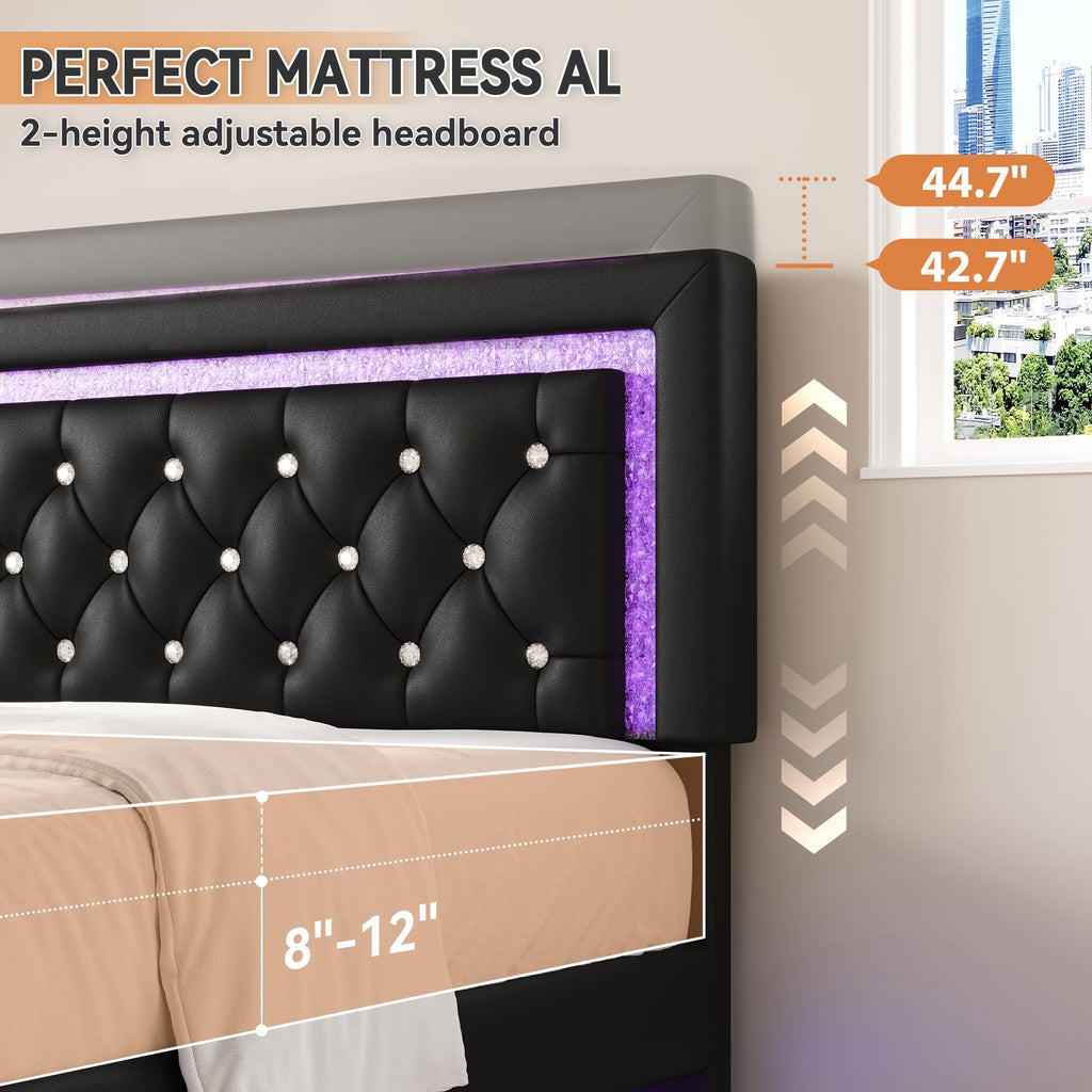 Floating Bed Frame Full with LED Lights V944