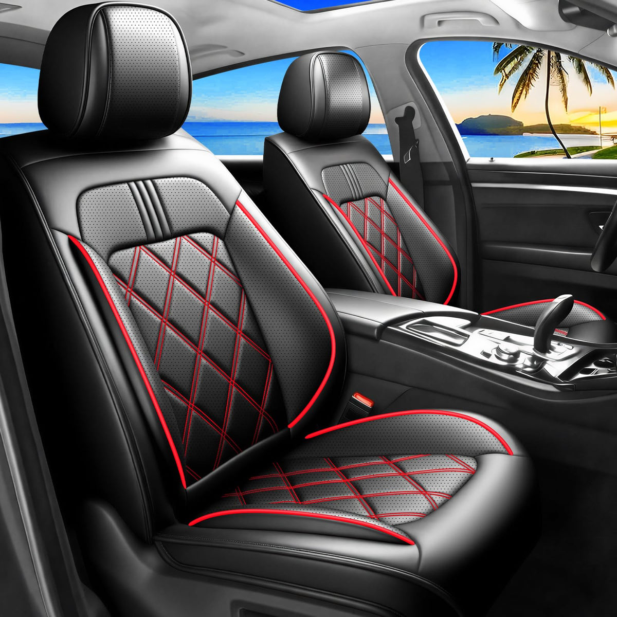 Car Seat Covers Red Black A666299