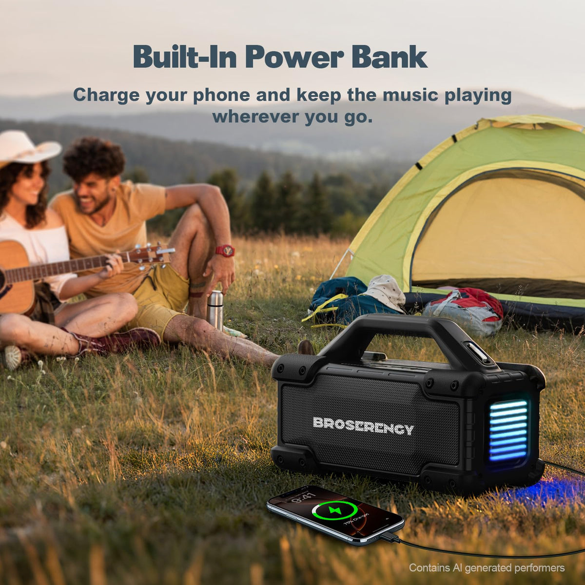 Black Portable Water Resistant Bluetooth Speaker P5041