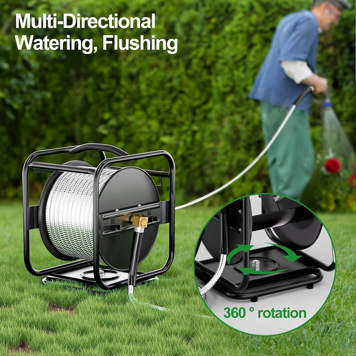 Garden Hose Reel With 100Ft Metal Water Pipe M21986