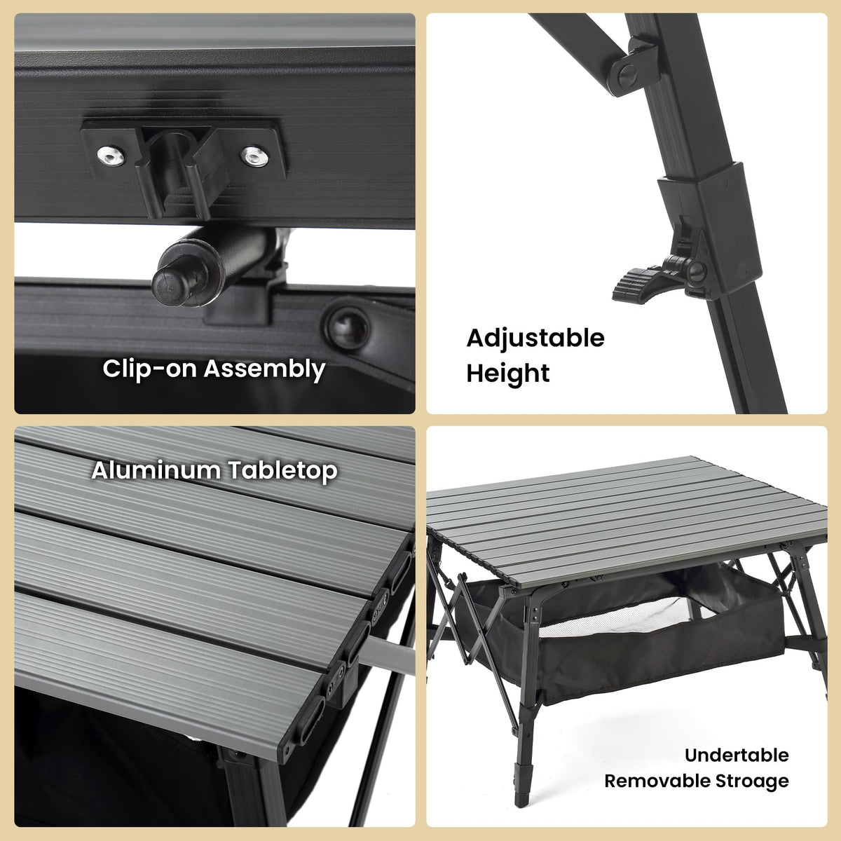 39 in Aluminum Folding Camp Table Y448417
