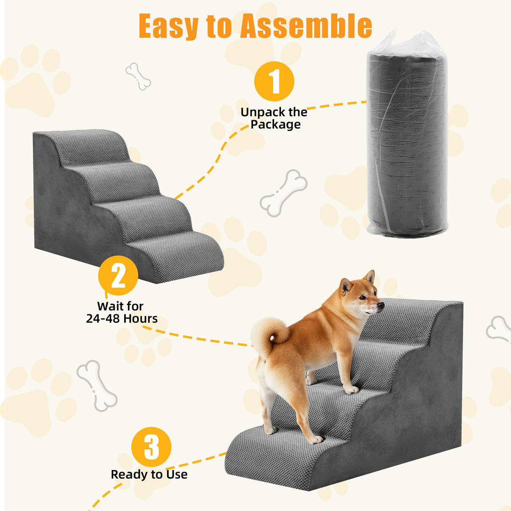 4-Step Grey Dog Stairs E328835