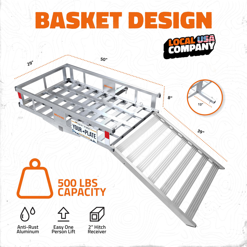 Aluminum Trailer Hitch Cargo Carrier with Ramp B336