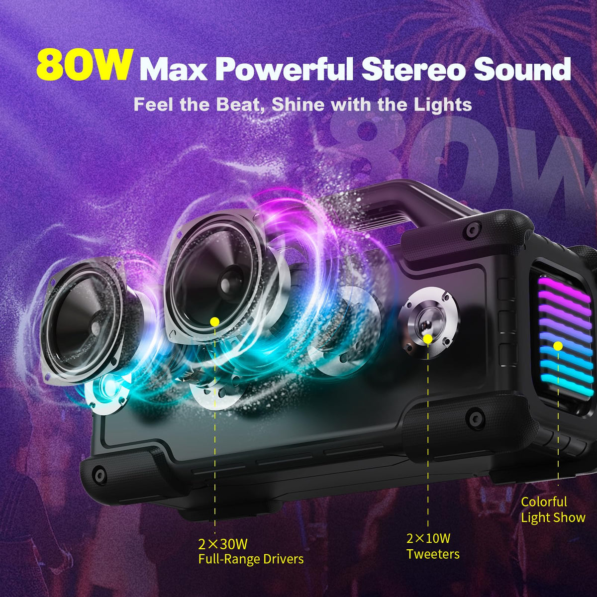 Black Portable Water Resistant Bluetooth Speaker P5041