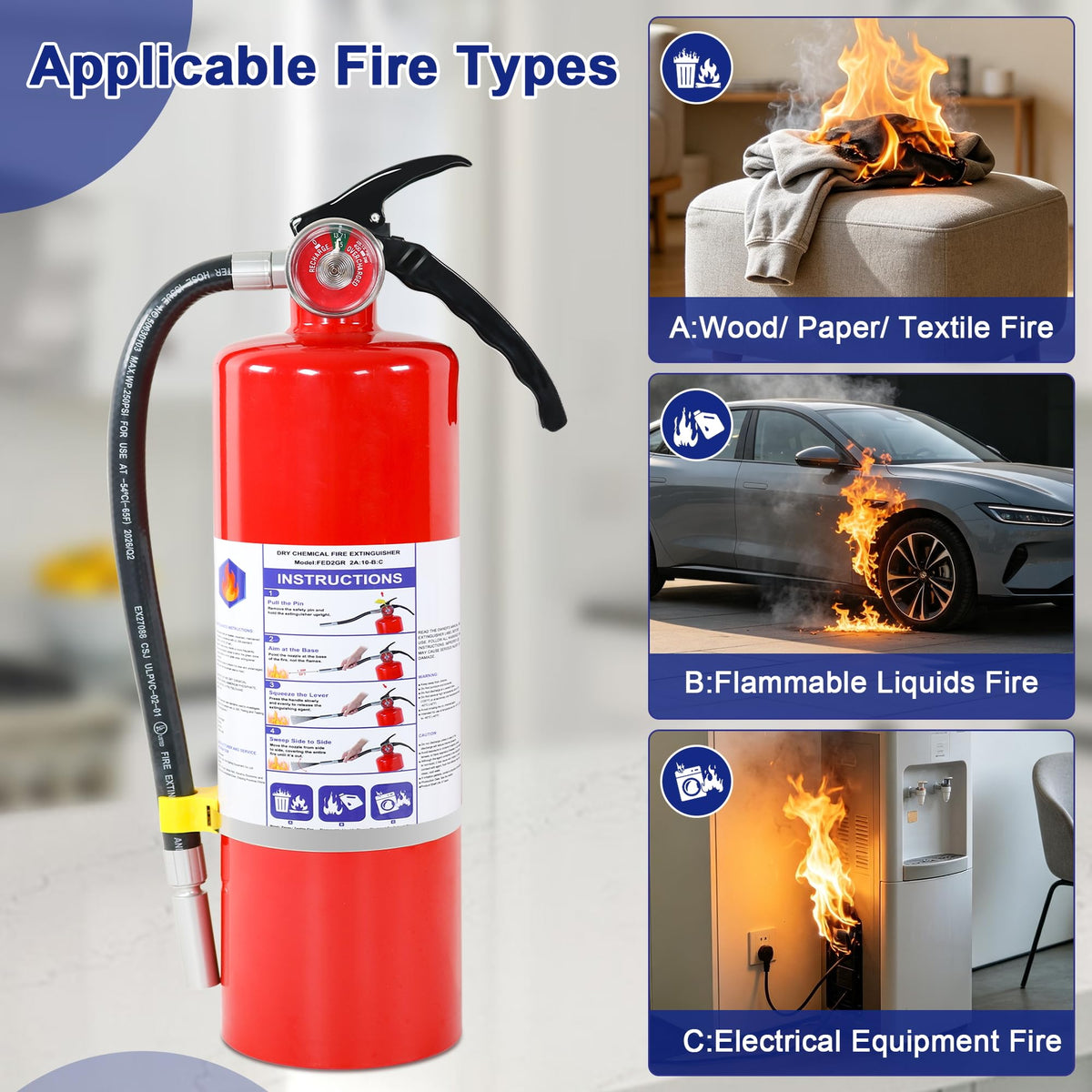 1 Pack 5lb ABC Dry Chemical Fire Extinguisher Q219