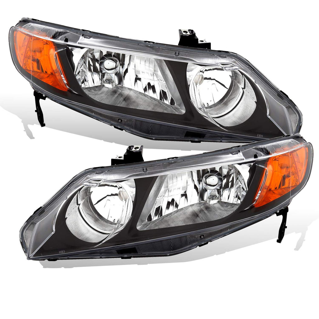 Black Replacement Halogen Headlights Set Z893