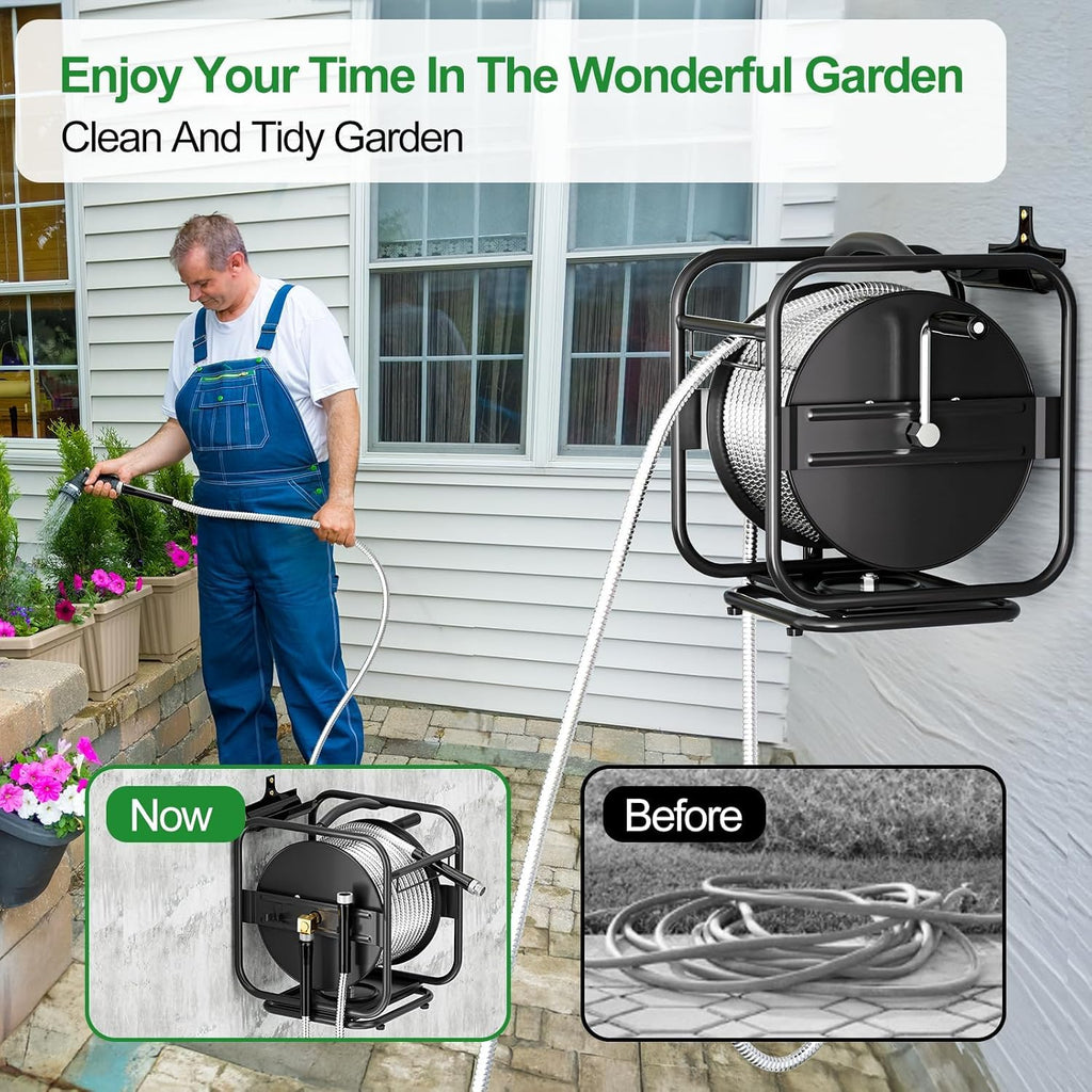 Garden Hose Reel With 100Ft Metal Water Pipe M21986