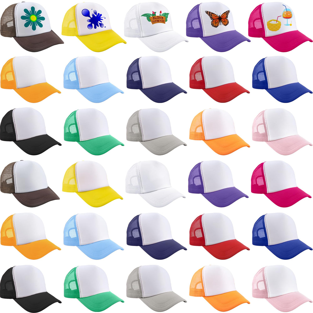 30 Pcs Adjustable Mesh Trucker Hats Z81214