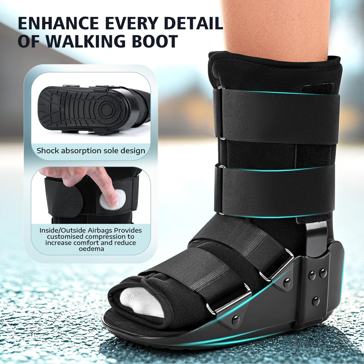 Adjustable Air Walking Boot Medium Black D495134