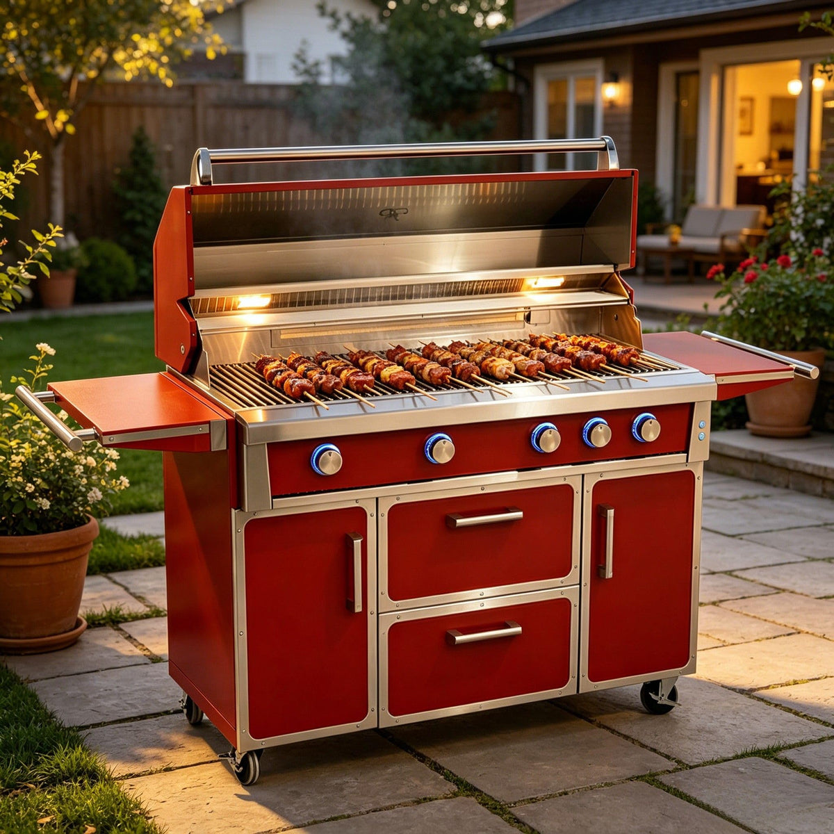 49" 5-Burner Red Propane Gas BBQ Grill Y214690
