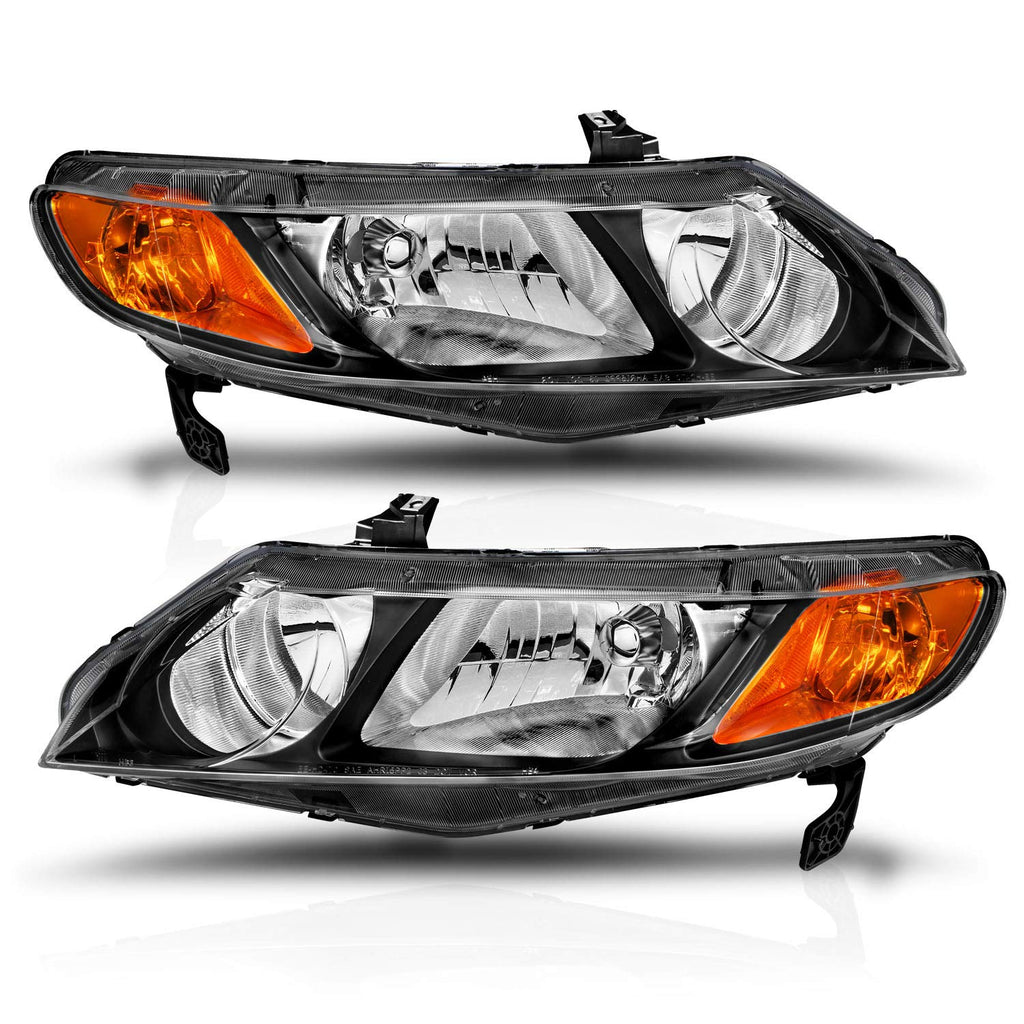 Black Replacement Halogen Headlights Set Z893
