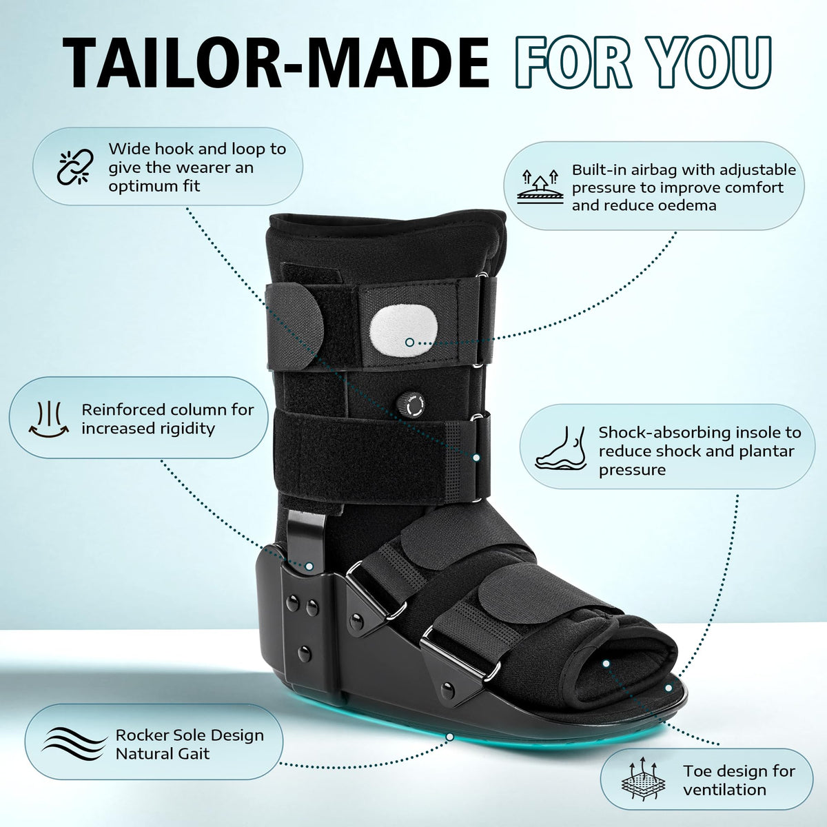 Adjustable Air Walking Boot Medium Black D495134