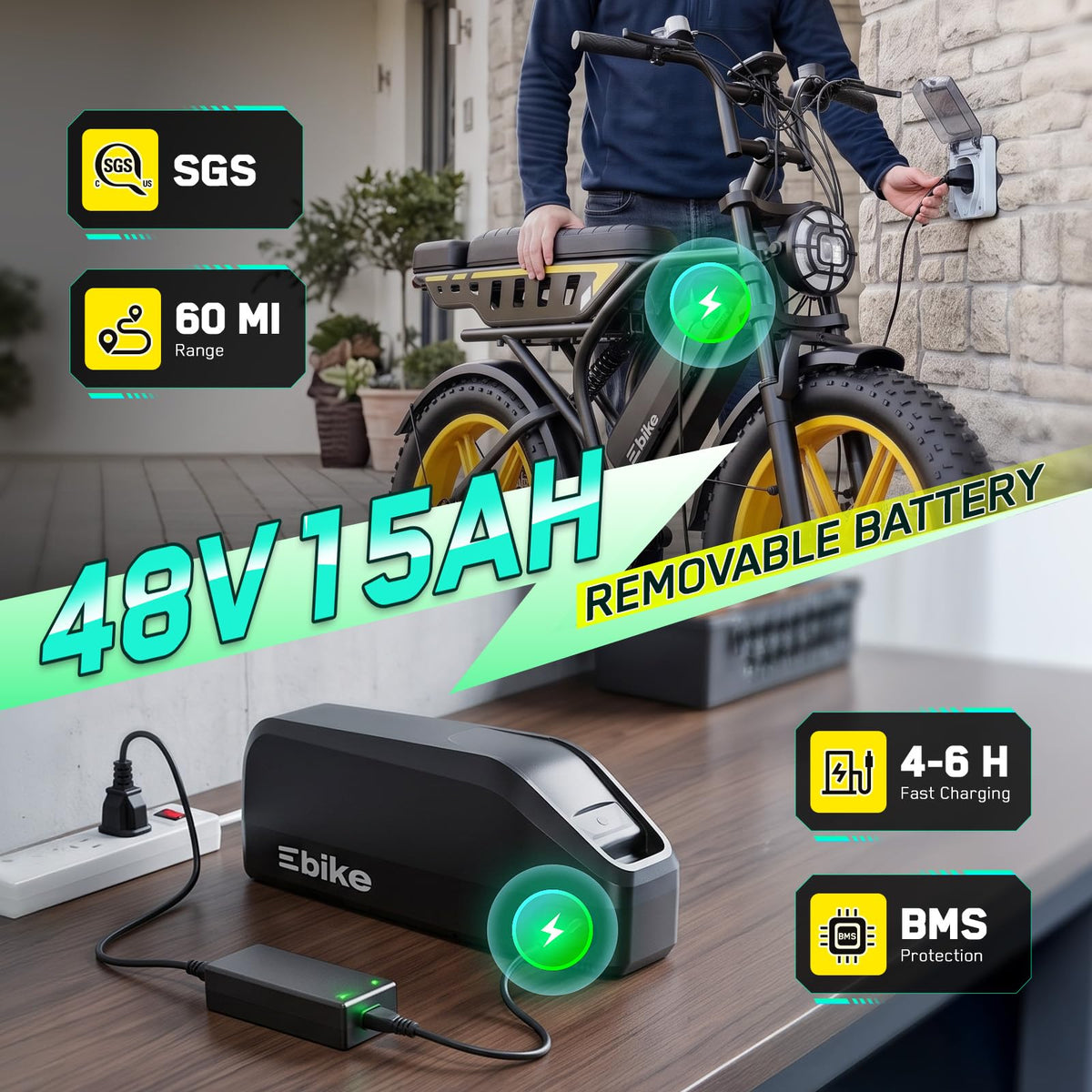 48V 2000W Peak Motor 20 * 4.0 Fat Tire Electric Bike U894
