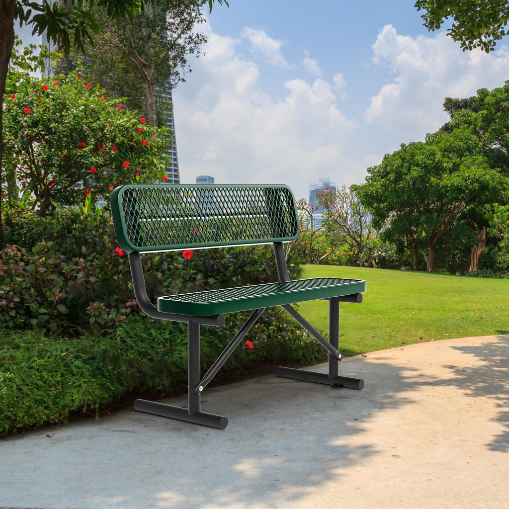 4FT Heavy Duty Metal Outdoor Bench with Backrest N7974