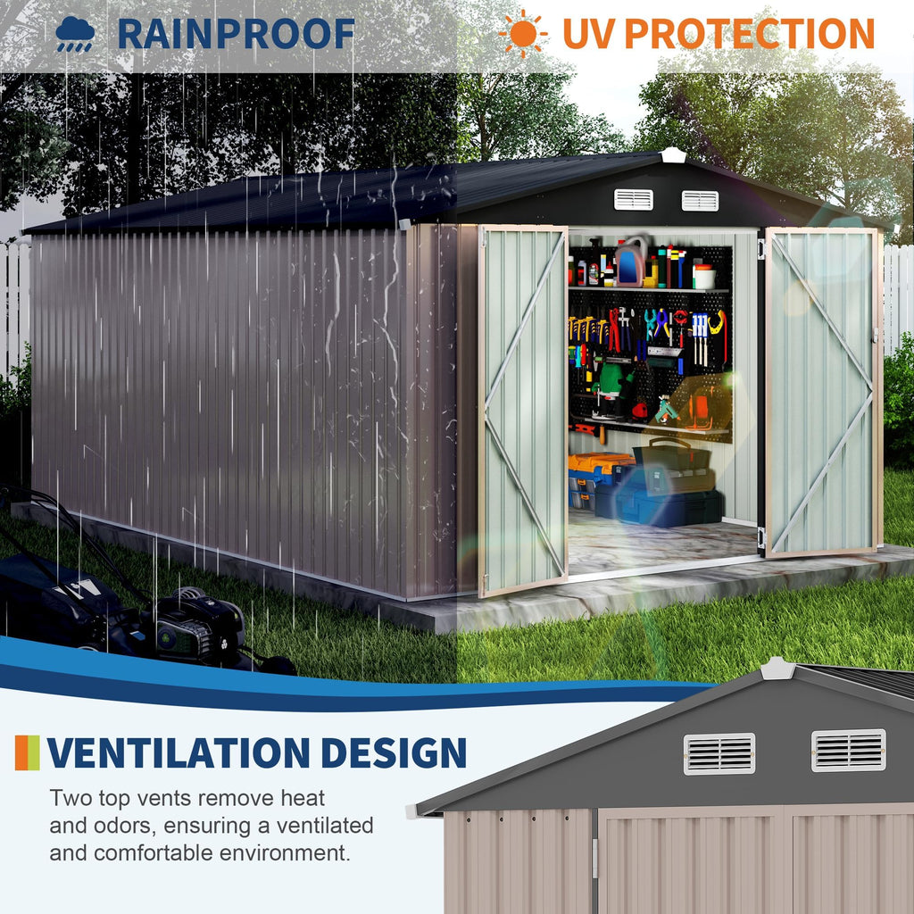 10X14 Ft Metal Storage Building with Lockable Door X432541